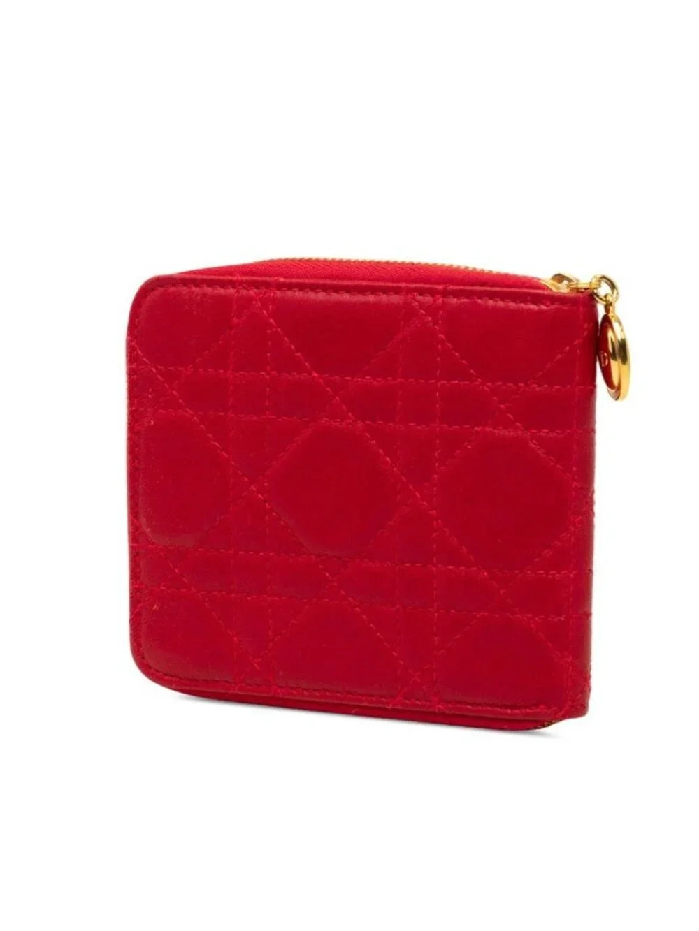 Dior Cannage Bifold Wallet Red Lambskin